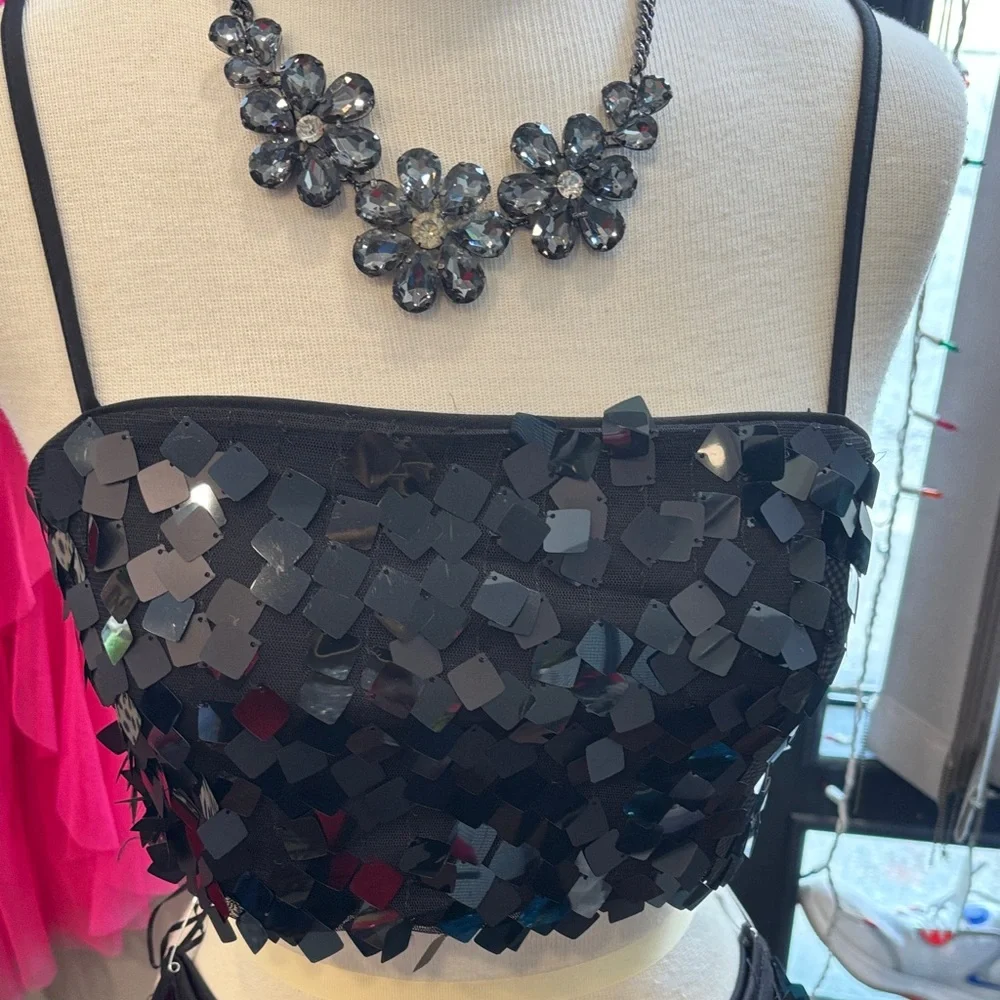 House of Harlow 1960 Black Sequin Two-Piece Maxi Dress - Picture 2 of 9